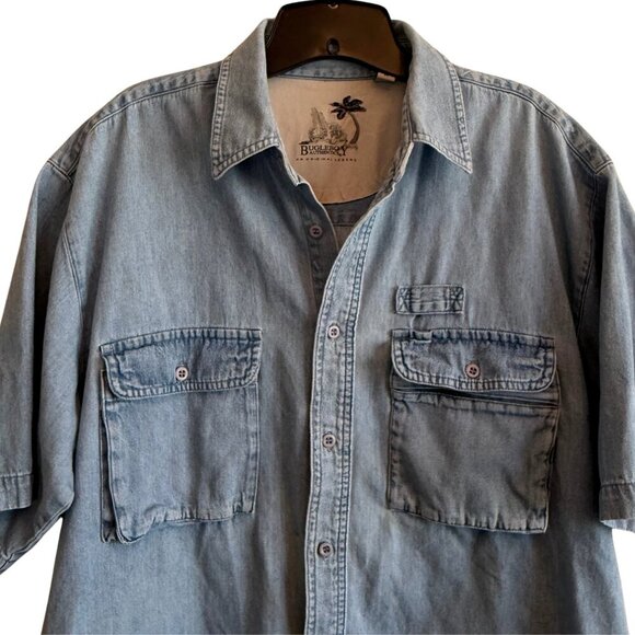 Mens Vintage Bugle Boy Denim Short Sleeve Shirt - Size Medium - Picture 2 of 5